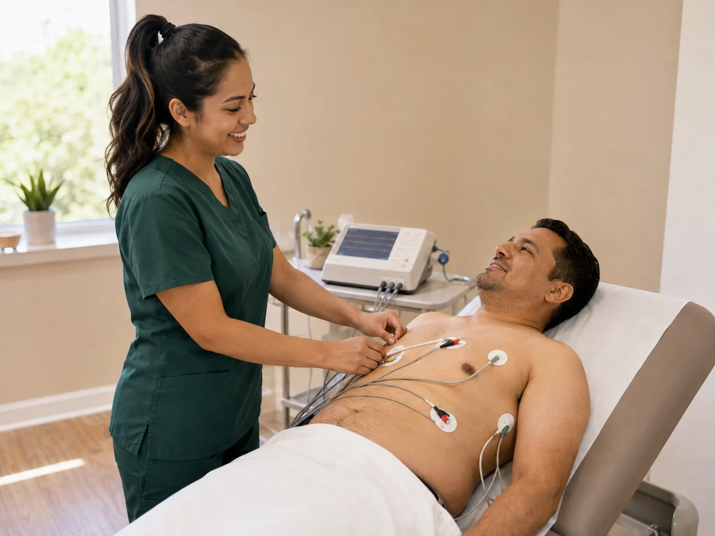 Cardiac monitor showing an EKG waveform