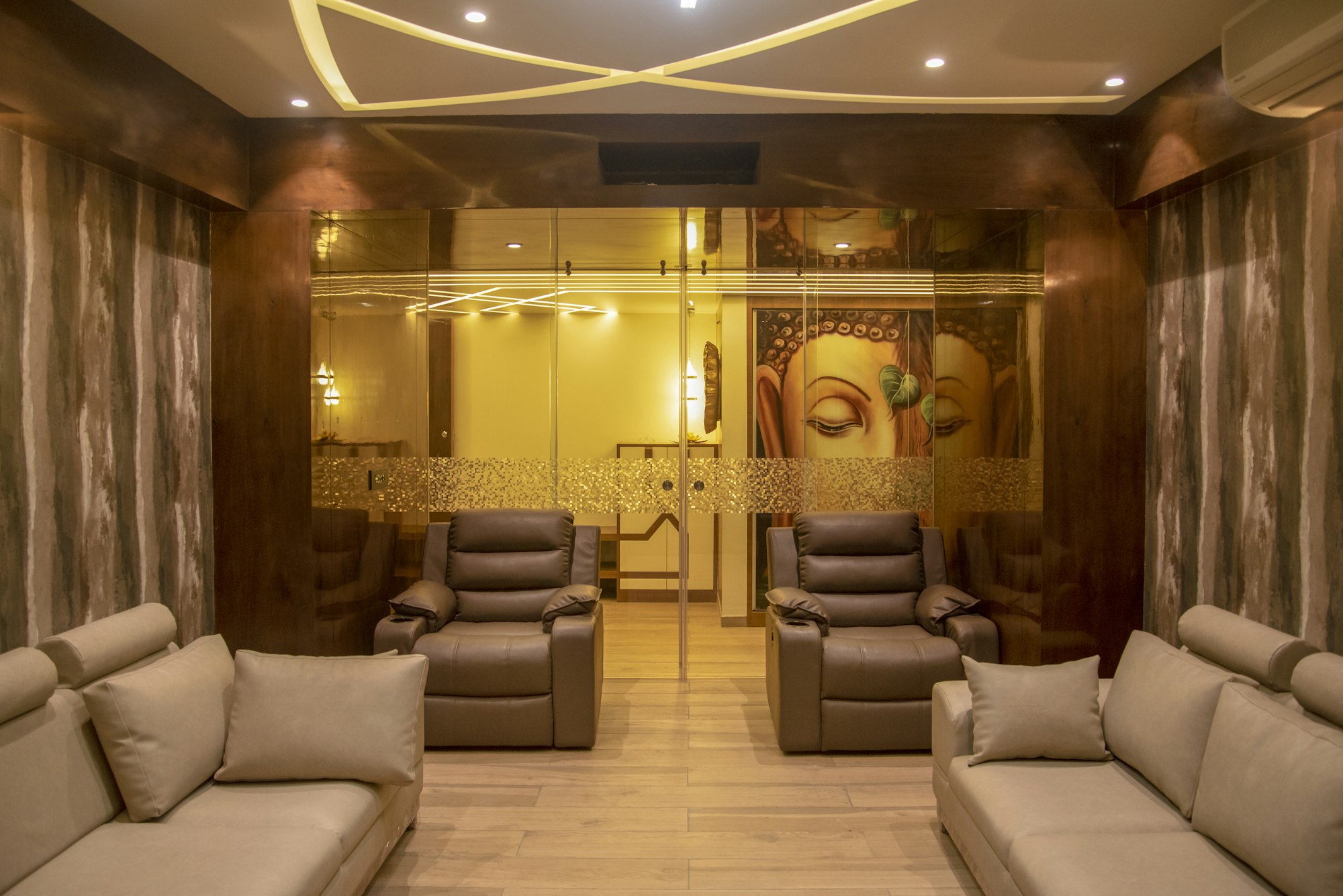 Serene spa lounge wide view