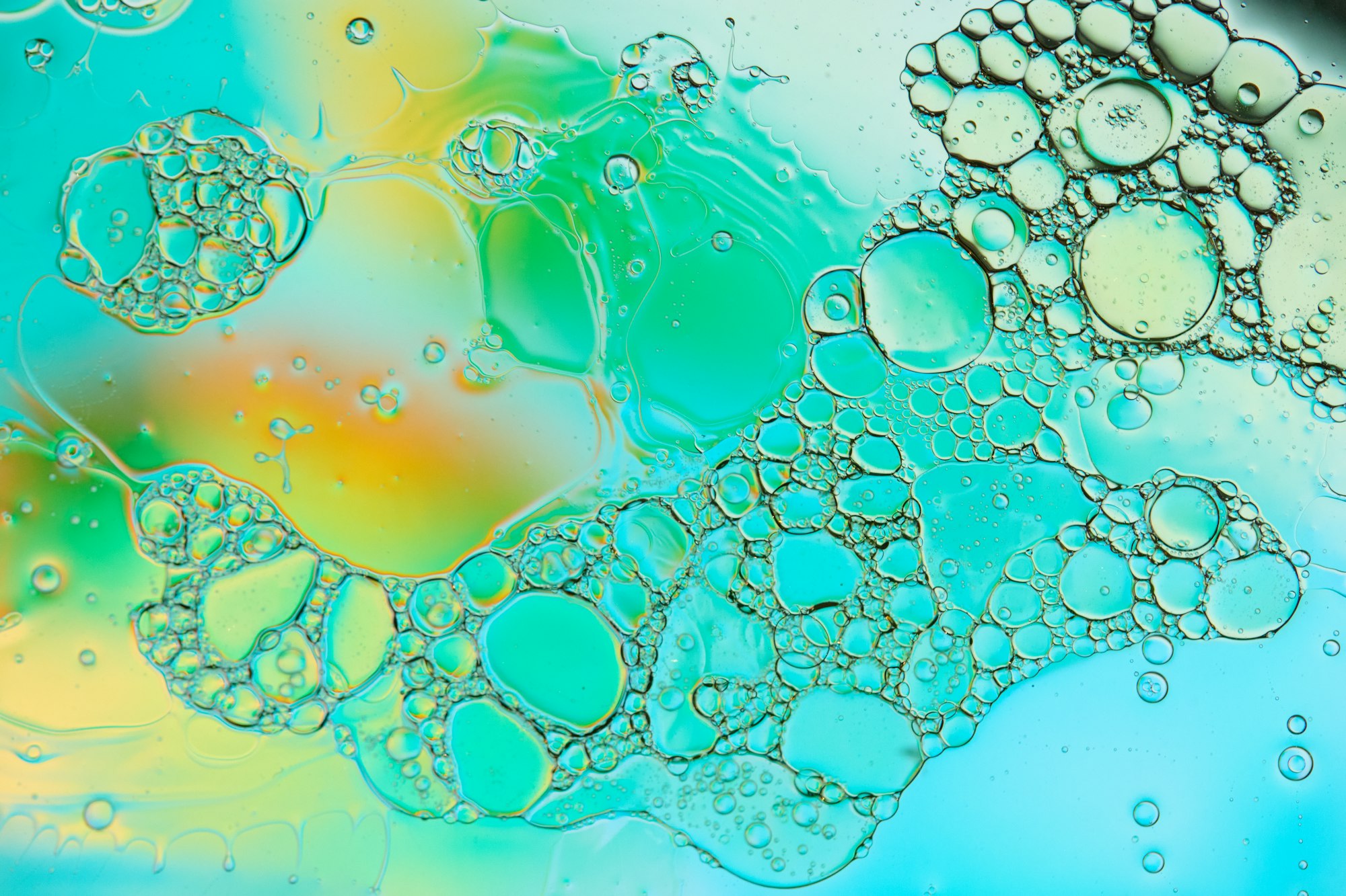 Water droplets on a blue surface